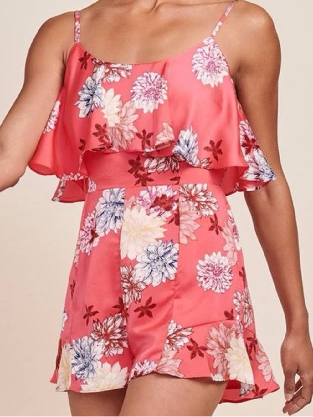 BB DAKOTA Bright Pink Gallant Printed Satin-Feel Romper Playsuit Barbiecore